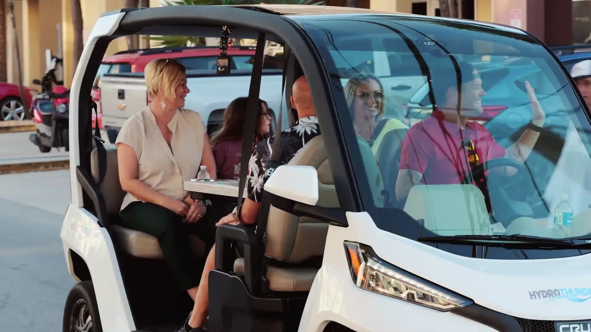 Electric car cruising through downtown Key West